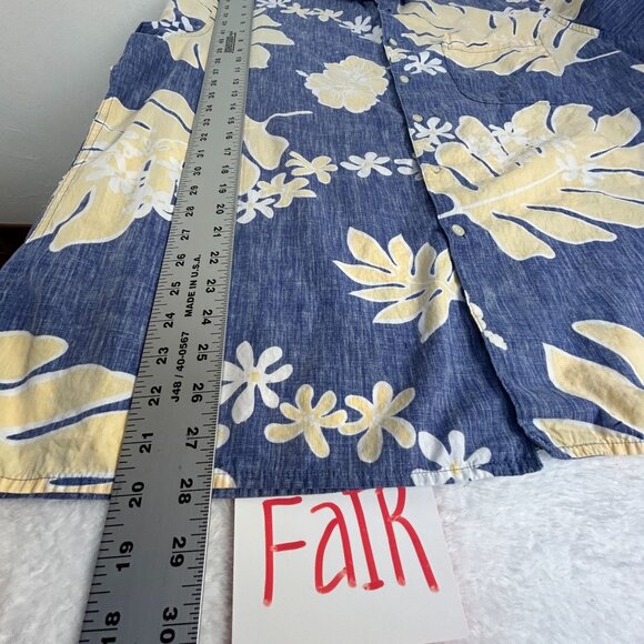 Reyn Spooner Mens XL Blue Yellow Floral Leaf Commerative Classic Hawaiian Shirt - Picture 11 of 11